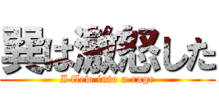 巽は激怒した (I flew into a rage)