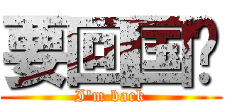 要回国啦 (I\'m back)