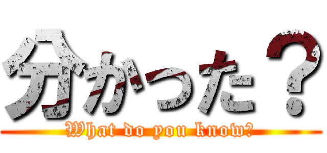 分かった？ (What do you know?)