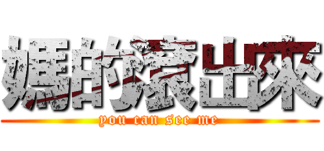 媽的滾出來 (you can see me)
