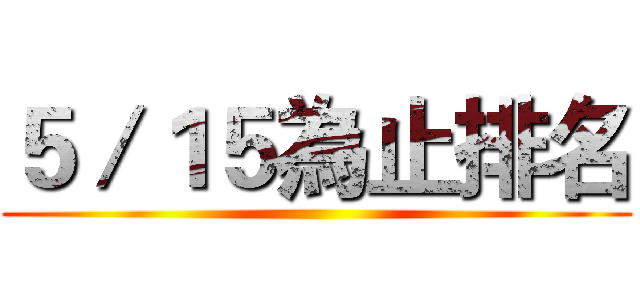 ５／１５為止排名 ()