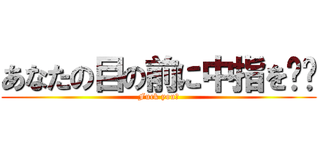 あなたの目の前に中指を‼︎ (Fuck you?)