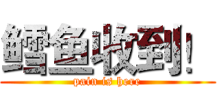鳕鱼收到！ (pain is here)