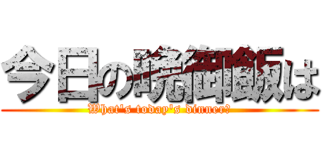今日の晩御飯は (What's today's dinner?)