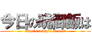 今日の晩御飯は (What's today's dinner?)