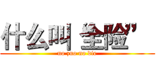 什么叫“全险”  (no zuo no die)