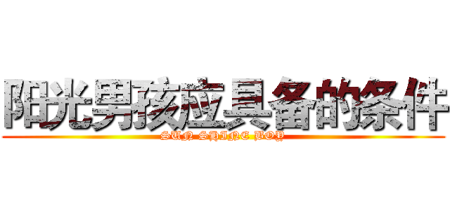 阳光男孩应具备的条件 (SUN SHINE BOY)