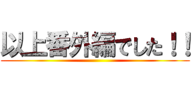 以上番外編でした！！ ()