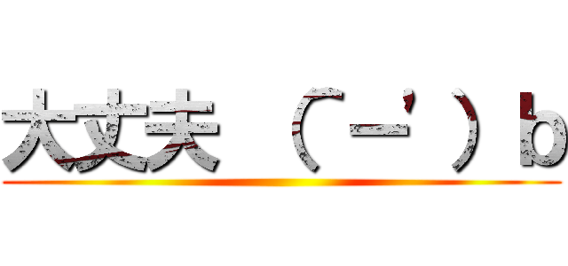 大丈夫 （＾－\'）ｂ ()