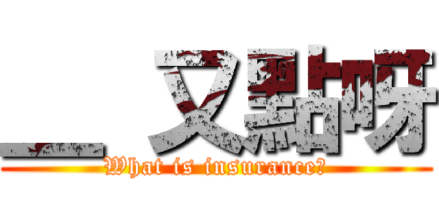 ＿ 又點呀 (What is insurance?)