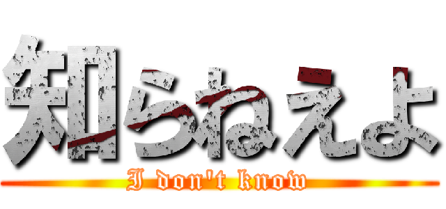 知らねえよ (I don't know)