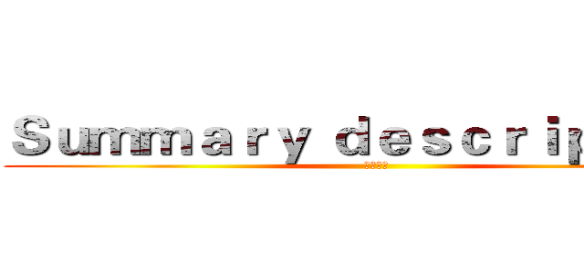 Ｓｕｍｍａｒｙ ｄｅｓｃｒｉｐｔｉｏｎ (概况说明)