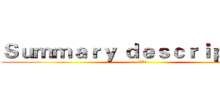 Ｓｕｍｍａｒｙ ｄｅｓｃｒｉｐｔｉｏｎ (概况说明)