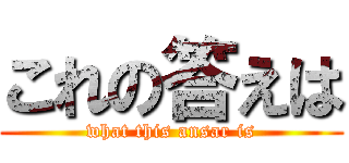 これの答えは (what this ansar is)