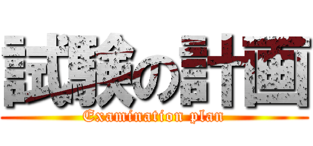 試験の計画 (Examination plan)