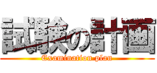 試験の計画 (Examination plan)