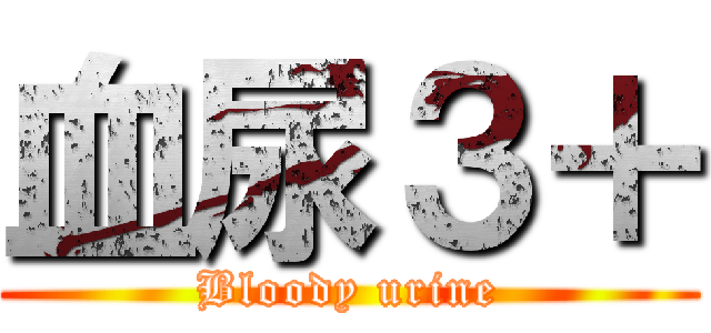 血尿３＋ (Bloody urine)