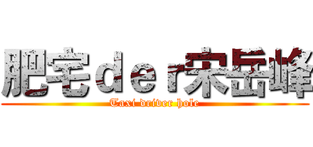 肥宅ｄｅｒ宋岳峰 (Taxi driver hole)