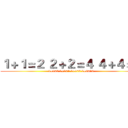 １＋１＝２ ２＋２＝４ ４＋４＝８ (1+1=2 2+2=4 4+4=8 8+8=16)
