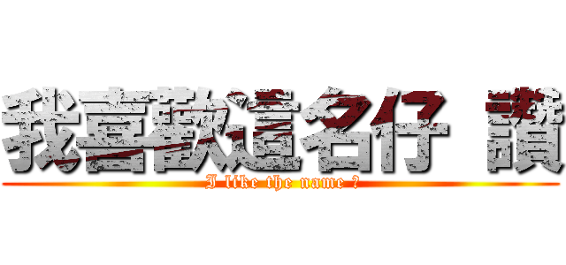 我喜歡這名仔 讚 ( I like the name 讚)