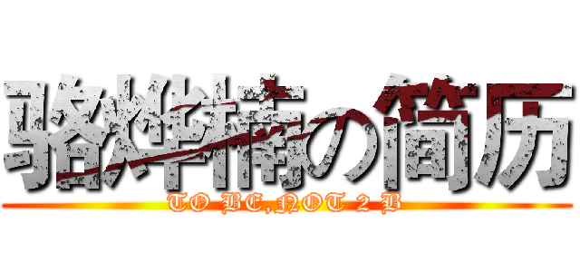骆烨楠の简历 (TO BE,NOT 2 B)