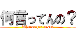 何言ってんの？ (What do you mean?)