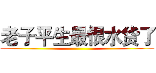 老子平生最恨水货了 ()