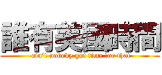 誰有美國時間 ( ain’t nobody got time for that)