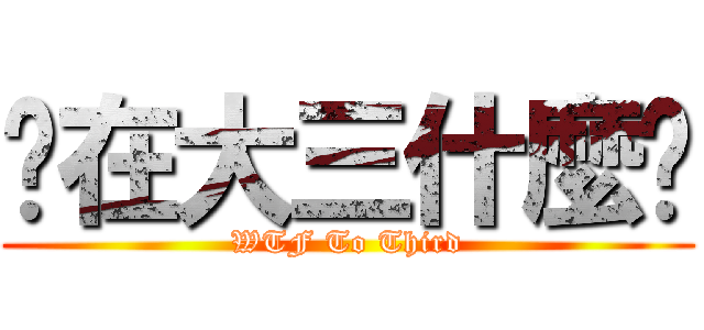 你在大三什麼啦 (WTF To Third)
