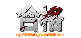 合格 (pass the exam)