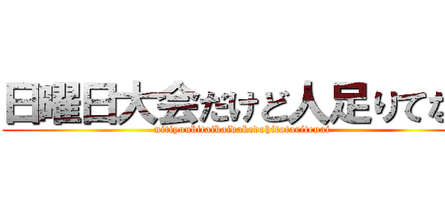 日曜日大会だけど人足りてない (nitiyoubitaikaidakedohitotaritenai)