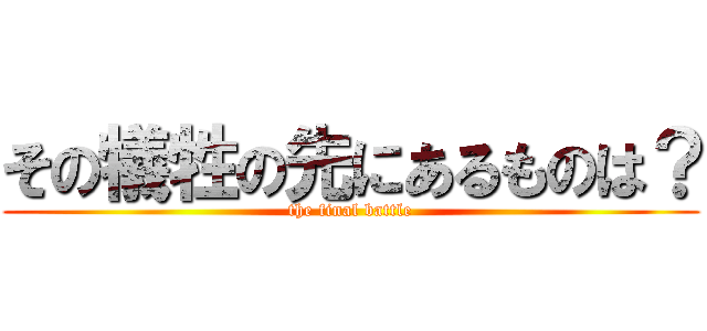 その犠牲の先にあるものは？ (the final battle)