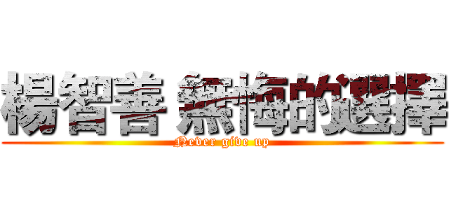 楊智善 無悔的選擇 (Never give up)