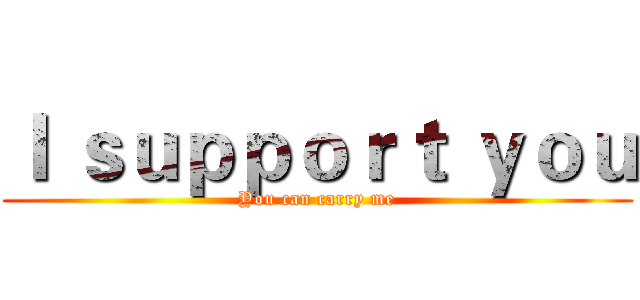 Ｉ ｓｕｐｐｏｒｔ ｙｏｕ (You can carry me)