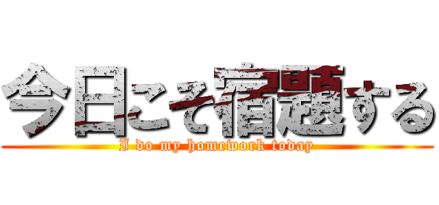 今日こそ宿題する (I do my homework today)