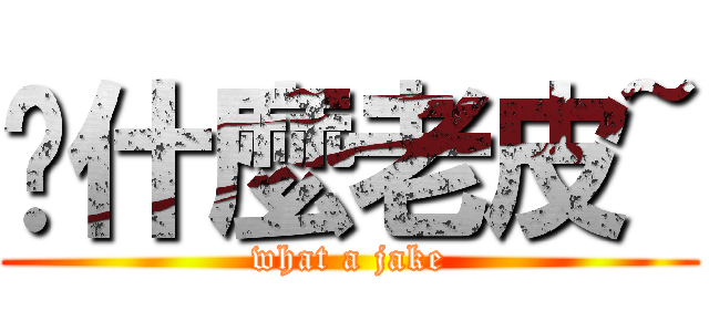 搞什麼老皮~ (what a jake)