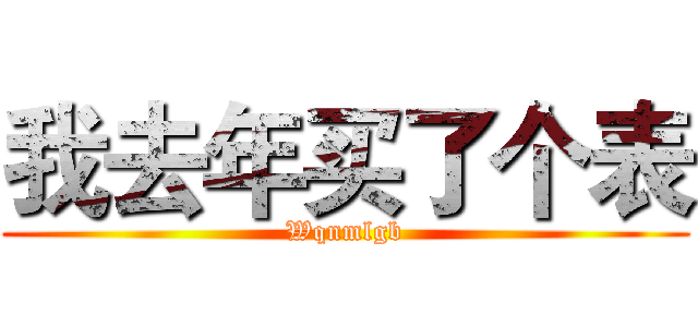 我去年买了个表 (Wqnmlgb)