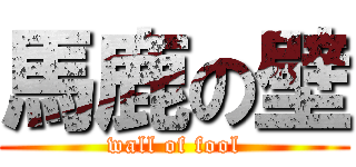 馬鹿の壁 (wall of fool)