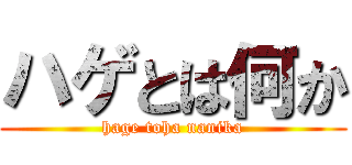 ハゲとは何か (hage toha nanika)