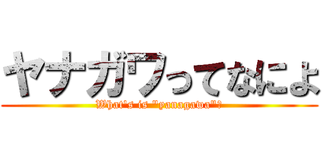 ヤナガワってなによ (What's is "yanagawa"?)