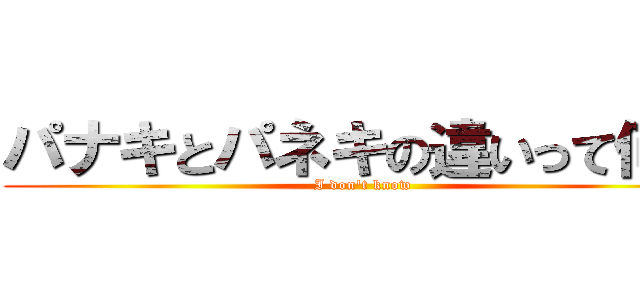 パナキとパネキの違いって何？ (I don't know)