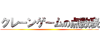 クレーンゲームの点数表 ()