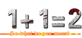 １＋１＝２ (So what do you mean?)
