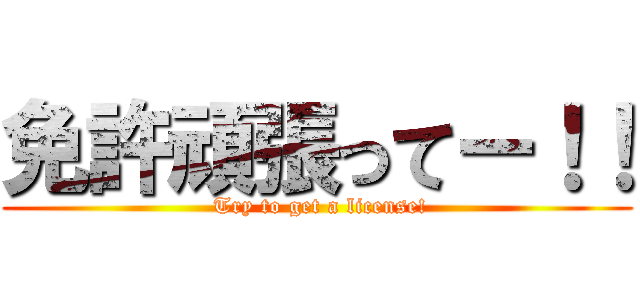 免許頑張ってー！！ ( Try to get a license!)