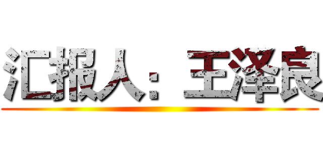汇报人：王泽良 ()
