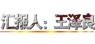 汇报人：王泽良 ()