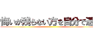 悔いが残らない方を自分で選べ ()