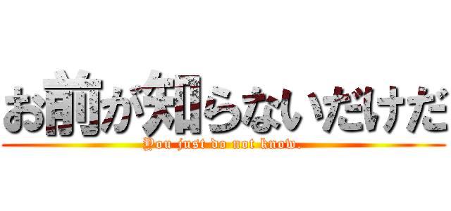 お前が知らないだけだ (You just do not know.)