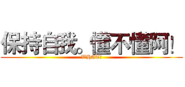 保持自我。懂不懂阿！ (WHAT?)