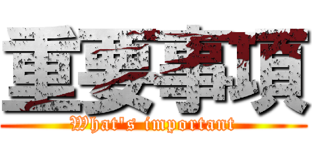 重要事項 (What's important)